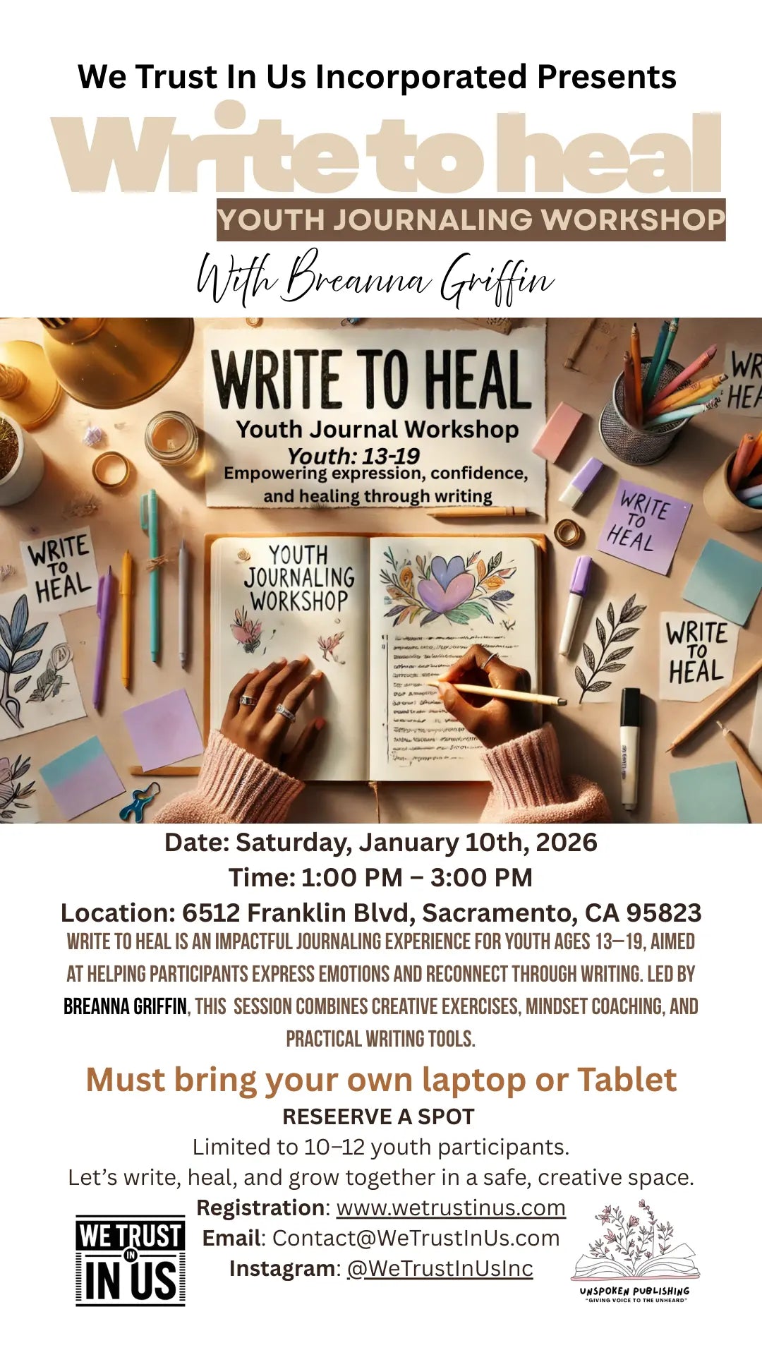Write To Heal Workshop | Youth Journaling & Creative Writing