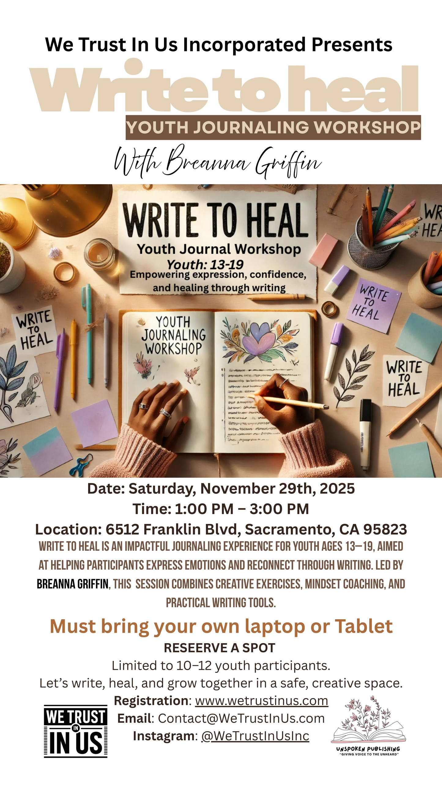 Write To Heal Workshop | Youth Journaling & Creative Writing